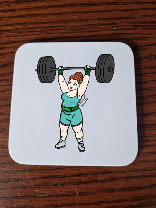 Hildy Weight Lifter coaster
